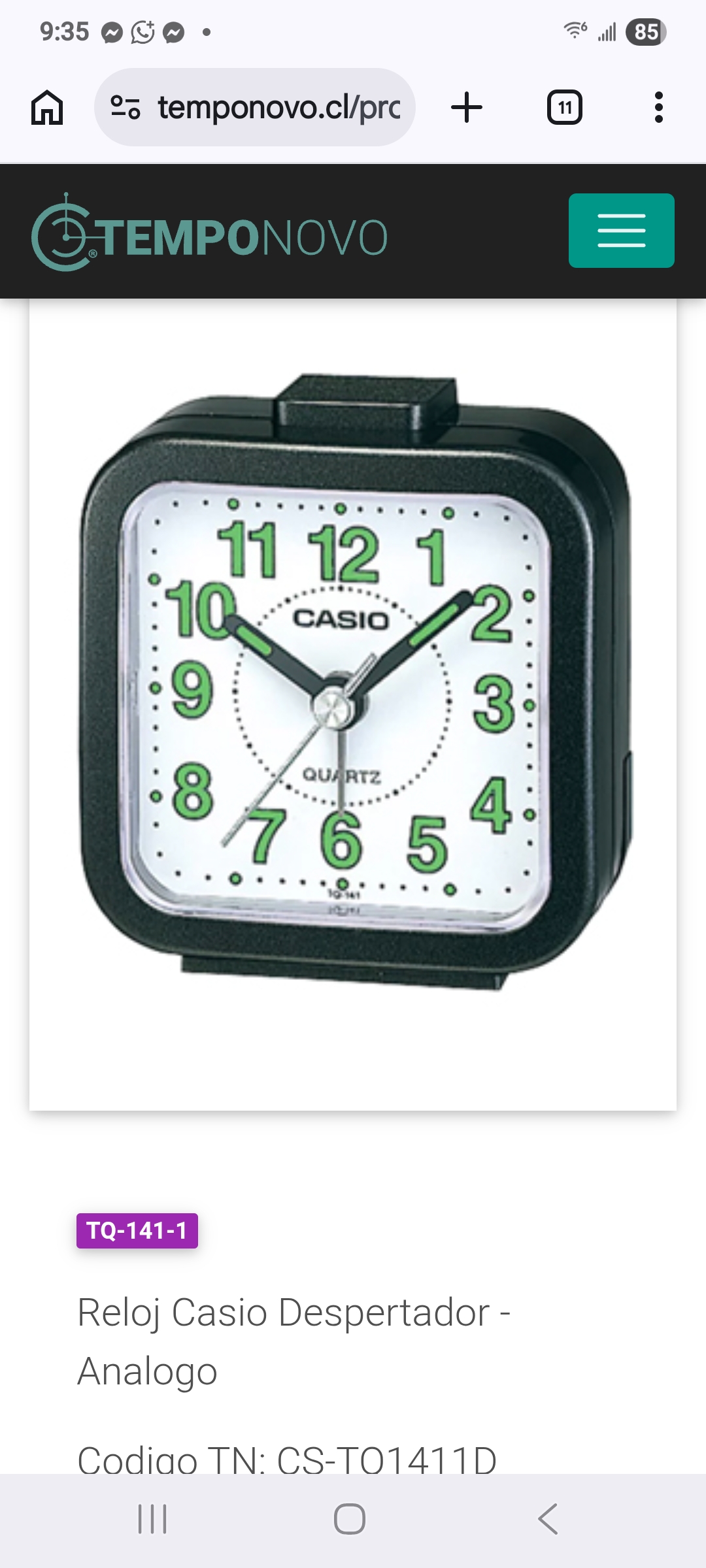 Reloj Casio despertador mod. TQ141